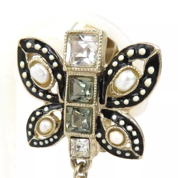 Auth CHANEL CC Logo Clip on Earrings Gold/Dark Gray Metal/Faux Pearl - Picture 10 of 15